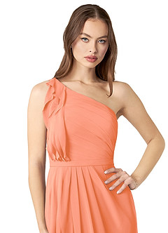 Azazie Sharon laatste Uitverkoop Jurk van Chiffon met A-Lijn One-Shoulder Zonsondergang image6