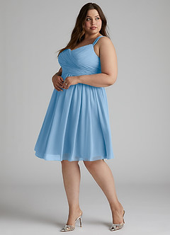 Azazie Angie Bridesmaid Dresses Powder Blue A-Line Corset Chiffon Dress image13
