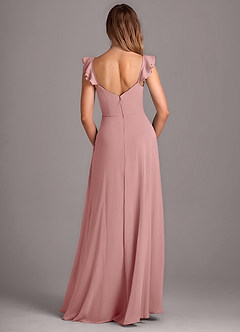 Azazie Kaylyn Vestidos de damas de honor Vestido de Rosa Polvorienta de Gasa de Corte en A con Volante image5