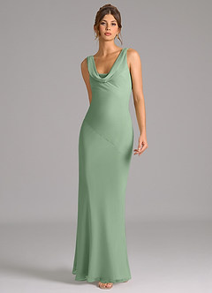 Azazie Rylina Bridesmaid Dresses Matcha Mermaid Pleated Chiffon Dress image3
