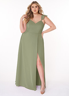 Azazie Everett Bridesmaid Dresses Pistachio A-Line V-neck Ruched Chiffon Dress image6