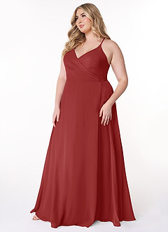 Azazie Davis Bridesmaid Dresses Rust A-Line V-Neck Chiffon Dress image9