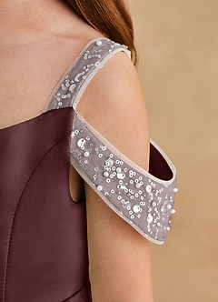 Azazie Jodi Flower Girl Dresses Sangria A-Line Matte Satin Dress image6