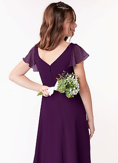 Azazie Omari Junior Grape A-Line Ruched Chiffon Dress image3