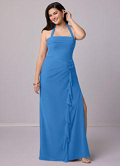 Barbie ♥ Azazie Bridesmaid Dresses Blue Jay Sheath Strapless Chiffon Convertible Dress image12