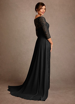 Azazie Van Buren Mother of the Bride Dresses Black Sheath Lace Dress image2