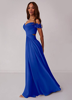 Barbie ♥ Azazie Bridesmaid Dresses Royal Blue A-Line Off the Shoulder Chiffon Convertible Dress image3