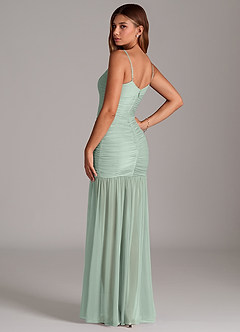 Azazie Aimie Bridesmaid Dresses Agave Mermaid Mesh Dress image2