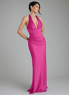 Azazie Torrance Bridesmaid Dresses Fuchsia Mermaid Corset Stretch Satin Dress image1
