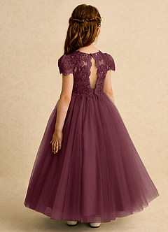 Azazie Puff Flower Girl Dresses Cabernet Ball-Gown Lace Tulle Dress image7