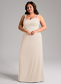 Azazie Denice Bridesmaid Dresses White Alabaster Sheath Pleated Stretch Satin Dress image6