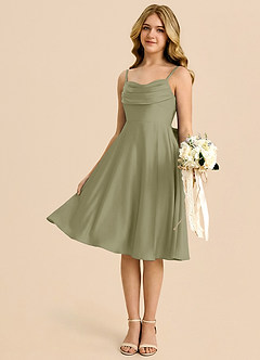 Azazie Bear Junior Pistachio A-Line Sweetheart Neckline Stretch Satin Dress image4