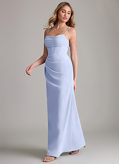Azazie Mai Bridesmaid Dresses Ice Sheath Pleated Chiffon Dress image4
