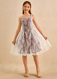 Azazie Cubbie Girls Formal Blumenmädchenkleider A-Linie Spitze Kleid Espresso image4