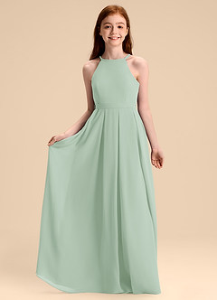 Azazie Arianthe Junior Agave A-Line Pleated Chiffon Dress image3