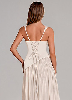 Azazie Stephanie Bridesmaid Dresses White Alabaster A-Line Pleated Stretch Satin Dress image12