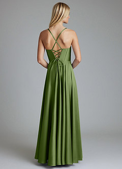 Azazie Alaia Suknie dla druhen Linia A Gorset Satyna elastyczna Do ziemi Sukienka image3