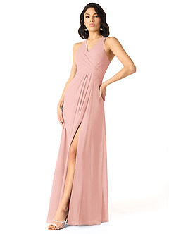 Azazie Danica Abiti da Damigella Abito A-Line in Chiffon Plissettato Rosetta image3