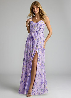 Azazie Alia Bridesmaid Dresses Lilac Bloom A-Line Pleated Chiffon Dress image3