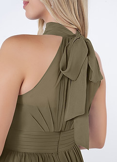 Azazie Iman Bridesmaid Dresses Willow Green A-Line A-Line Ruched Chiffon Dress image7