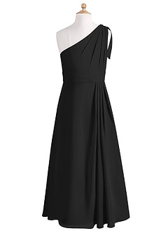 Azazie Cleo Black A-Line Pleated Chiffon Dress image6