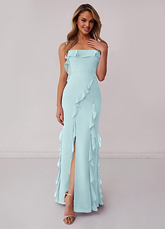 Barbie ♥ Azazie Bridesmaid Dresses Sea Glass Sheath Bow Chiffon Dress image1