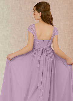Azazie Silvermist Junior Wisteria A-Line Pleated Chiffon Dress image7