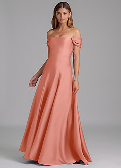 Azazie Seriana Suknie dla druhen Linia A Zza ramienia Satyna elastyczna Do ziemi Sukienka image3