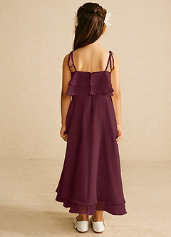 Azazie Temi Flower Girl Dresses Cabernet A-Line Spaghetti Strap Chiffon Dress image5
