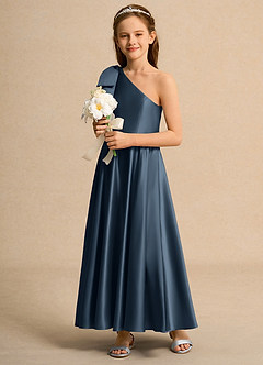Azazie Guppy Girls Formal Flower Girl Klänningar Klä A-Line i Matt satäng Ena axeln image5