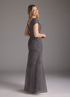 Azazie Marbella Mother of the Bride Dresses Steel Grey Mermaid Queen Anne Sequins Lace Dress image6