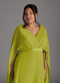 Azazie Isa Mère de la mariée Robes Robe Trapèze en Mousseline de soie Col V plissé Citronnelle image11