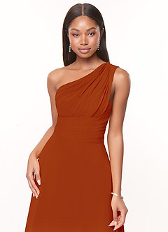 Azazie Ashley Bridesmaid Dresses Paprika A-Line Ruched Chiffon Dress image5
