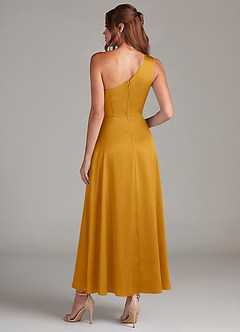 Azazie Brooke Suknie dla druhen Linia A Jedno ramię Satyna elastyczna Długość kostki Sukienka image7