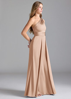 Azazie Dallas Bridesmaid Dresses English Rose A-Line One Shoulder Stretch Satin Dress image4