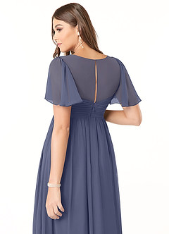 Azazie Verna Maternity Bridesmaid Dresses A-Line V-Neck Ruched Chiffon Floor-Length Dress image6