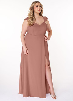 Azazie Everett Bridesmaid Dresses Cedar Rose A-Line V-neck Ruched Chiffon Dress image9