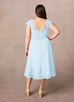 Azazie Terrano vestidos de madre de la novia Vestido de Azul Cielo de Encaje de Corte En A con Cucharón image9