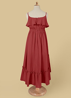 Azazie Karmen Flower Girl Dresses Rust A-Line Ruched Chiffon Dress image7