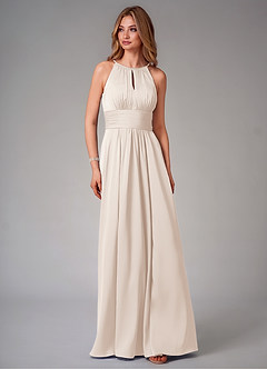 Azazie Bonnie Bridesmaid Dresses White Alabaster A-Line Pleated Stretch Satin Dress image6
