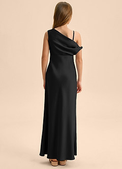 Azazie Emerson Junior Vestido de Negro de Satén Elástico de Corte Recto con Vestidos sin tirantes image2