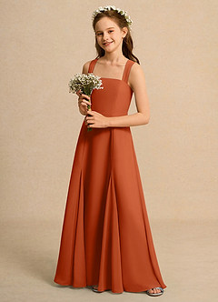 Azazie Tater Girls Formal Flower Girl Dresses Burnt Orange A-Line Pleated Chiffon Dress image5