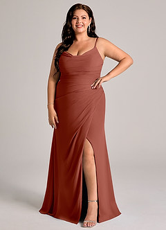 Azazie Deandra Bridesmaid Dresses Auburn Mermaid Pleated Chiffon Dress image9