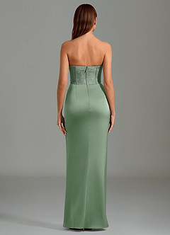 Azazie Emilia Brautjungfernkleider Meerjungfrau-Linie Schulterfrei Stretch-Satin Kleid Matcha image2
