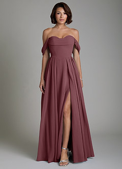 Azazie Loisa Bridesmaid Dresses Sangria A-Line Corset Chiffon Convertible Dress image1