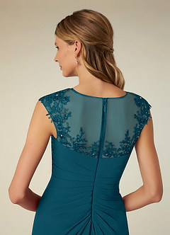 Azazie Libby Mère de la mariée Robes Robe Trapèze en Mousseline de soie Paillettes en forme de coquille Bleu Encre image6