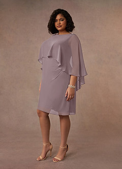 Azazie Mirra Mère de la mariée Robes Robe Fourreau en Mousseline de soie Col rond plissé Crépuscule image8