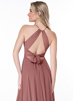 Azazie Evalleen Bridesmaid Dresses Desert Rose A-Line Pleated Chiffon Dress image3