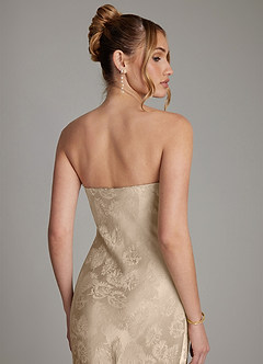 Azazie Viv Bridesmaid Dresses Taupe Jacquard Sheath Strapless Jacquard Dress image7