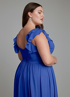 Azazie Anaya Robes de demoiselle d'honneur Robe Trapèze en Mousseline de soie Décolleté en cœur Bleu Roi image15